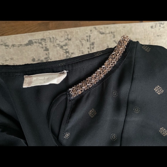 Black peplum top with gold accents - Picture 3 of 5